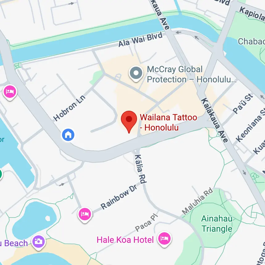 Map to Waikiki Tattoos at 1860 Ala Moana Blvd, Honolulu, Hawaii